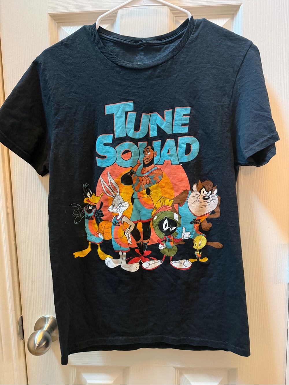 Pulse Black Tune Squad Short Sleeve Graphic Tee with Multicolor Print mens S